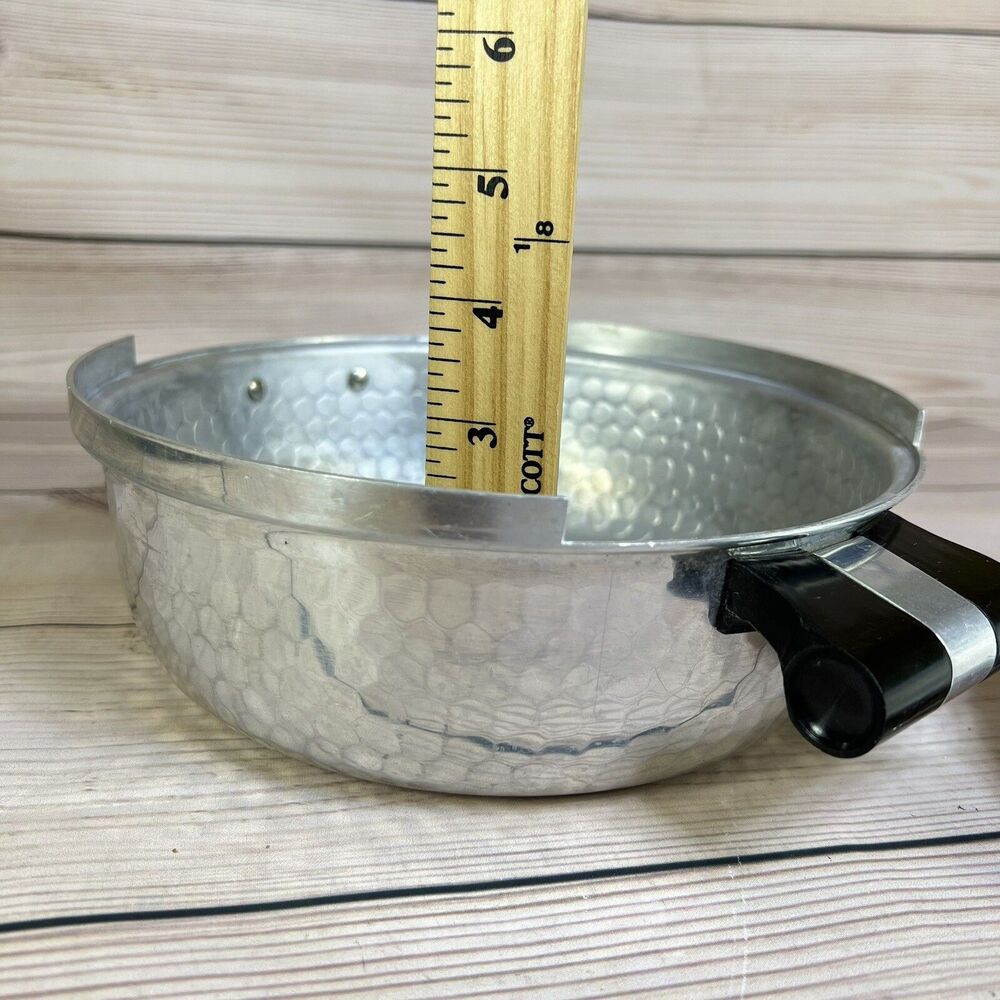 Vintage Puralum Italy Hammered Aluminum Casserole Dish Server w/Lid 8" MCM Retro - Picture 15 of 16